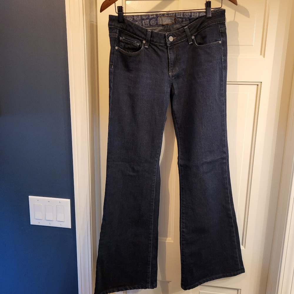 Paige Premium Denim Dark Wash Relaxed Flare Jeans Size 28